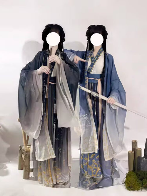Hanfu the Wei and Jin dynasties big sleeved shirt cross-collar ruqun three-piece suit