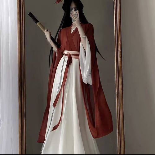 Hanfu the Warring States Period cheongsam red three-piece suit