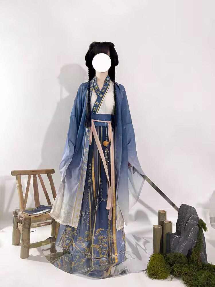 Hanfu the Wei and Jin dynasties big sleeved shirt cross-collar ruqun three-piece suit
