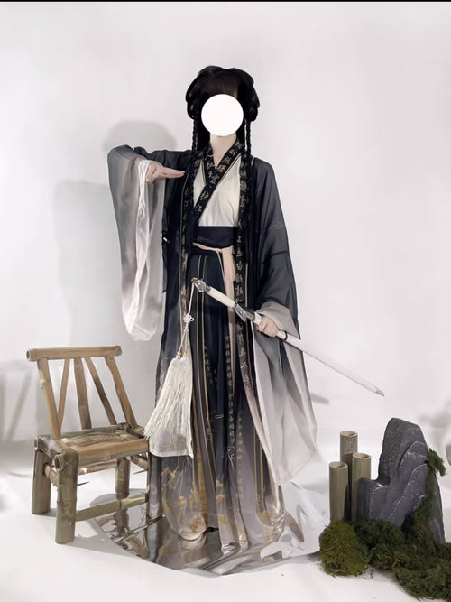 Hanfu the Wei and Jin dynasties big sleeved shirt cross-collar ruqun three-piece suit